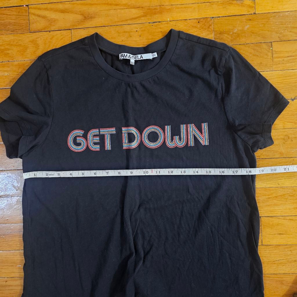 Pam and Gela Black Graphic Tee Women's Size Large - Picture 4 of 6